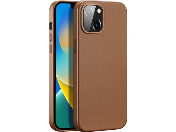 Dux Ducis Dux Ducis Grit Lærveske til iPhone 14 Max Elegant kunstskinndeksel (MagSafe-kompatibel) Brun