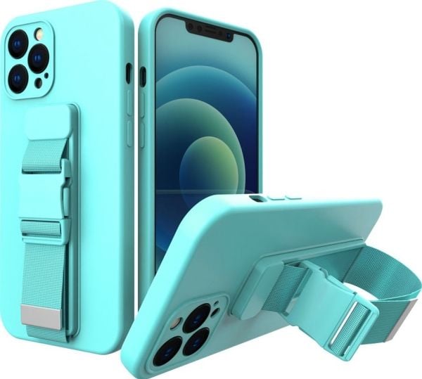 Tau-case gel-deksel med kjede-lanyard og lanyard-veske til iPhone 12 Pro – lys blå