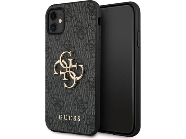 Guess GUHCN614GMGGR mobildeksel i metall med logotrykk til iPhone 11 grå