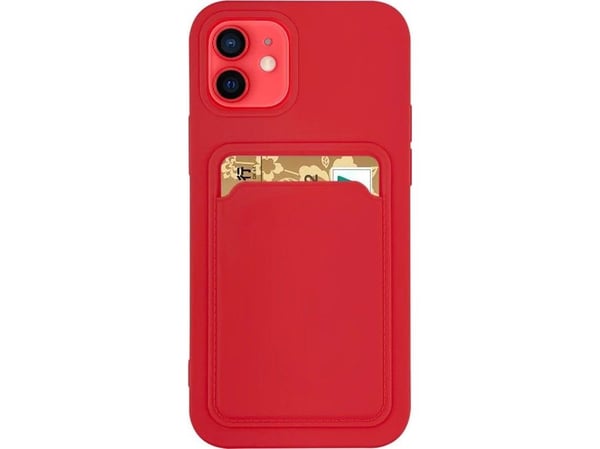 Hurtel Card Case silikoni lompakko tapauksessa kortti taskussa asiakirjat iPhone 12 Pro Max punainen