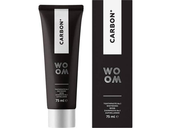 WOOM_Carbon+ whitening svart tandkräm med aktivt kol 75 ml