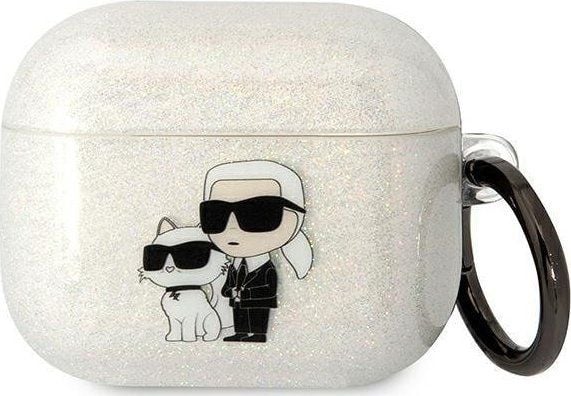 Karl Lagerfeld KLA2HNKCTGK Airpods 1/2 deksel svart/svart Glitter Karl&Choupette