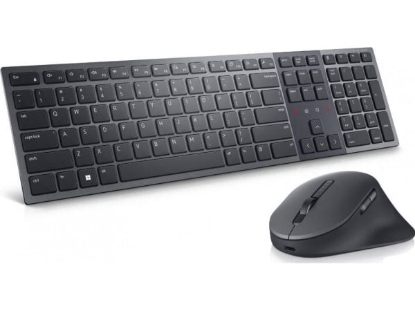 DELL KM900, Langaton, RF Wireless + Bluetooth, Näppäimen saksikytkin, QWERTY, Grafiitti, Sisältää hiiren