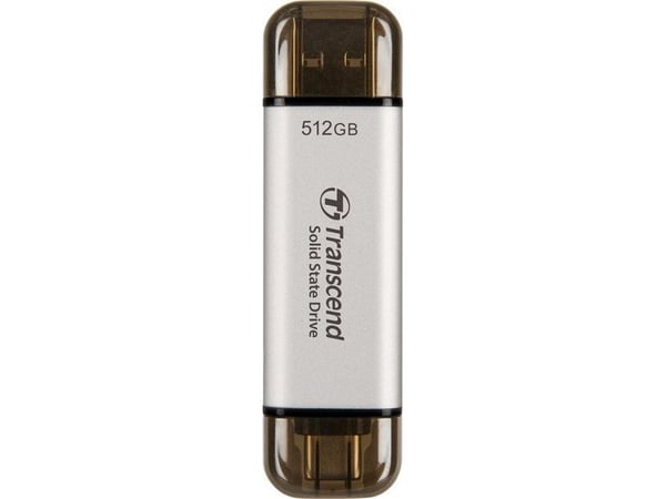 Transcend ESD310 - SSD - 512 GB - ekstern (bærbar) - USB 3.2 Gen 2x1 (USB-C kontakt) - sølv