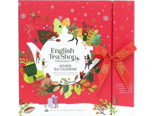 Kalendarz adwentowy English Tea Shop ze wstążką Red Book 25 piramidek