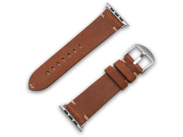 JT BERLIN 10827, Band, Smartklokke, Brun, Sølv, Apple, Watch Series 1-3 (42mm) & Series 4-6 (44mm), Series 8 (45mm), 49mm, Apple Watch Ultra, Ekte lær