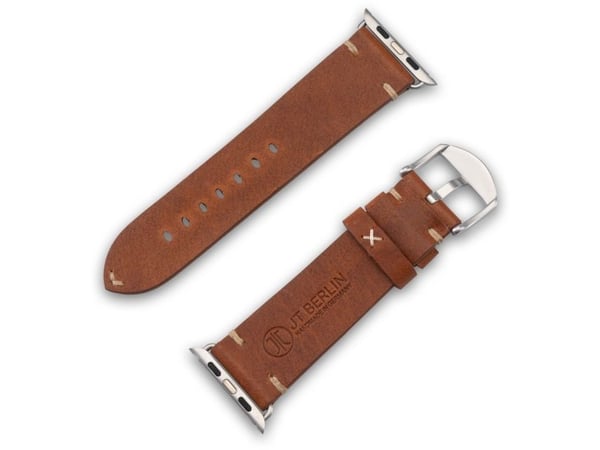 JT BERLIN 10827, Band, Smartklokke, Brun, Sølv, Apple, Watch Series 1-3 (42mm) & Series 4-6 (44mm), Series 8 (45mm), 49mm, Apple Watch Ultra, Ekte lær