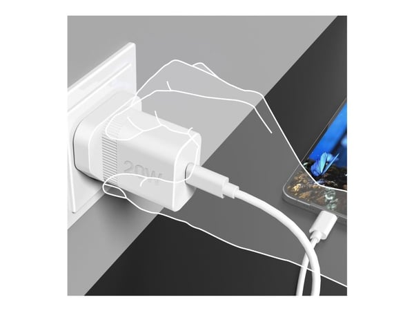 j5create JUP1420 - Strömadapter - 20 Watt - 3 A - PD 3.0 (USB-C) - vit