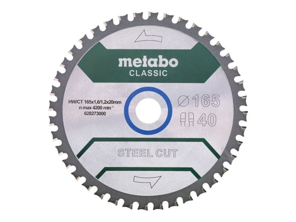Metabo Classic Steel Cut - Sirkelformet sagblad - for metall, aluminium, stålprofiler, sheet steel - 165 mm - 40 tenner