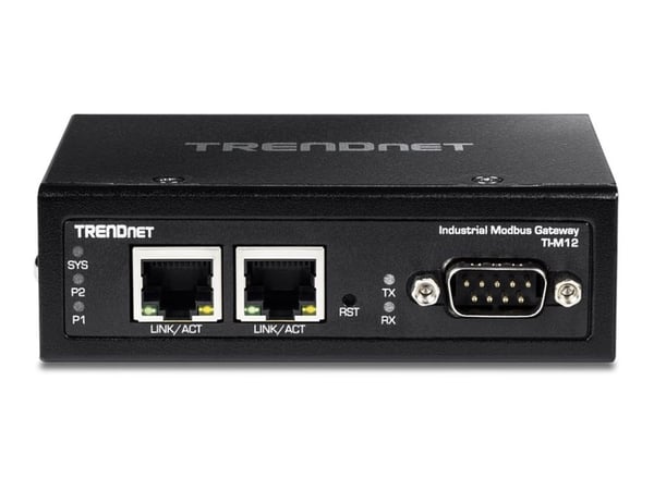 TRENDnet TI-M12 - Gateway - industriell - 100Mb LAN, Modbus, RS-442, RS-485, RS-232 - DC-strøm - vegg- / DIN-skinnemonterbar - TAA-samsvar