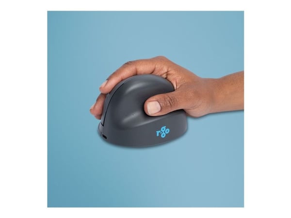 R-Go Vertical mouse HE Basic - Vertikal mus - ergonomisk - høyrehendt - optisk - 3 knapper - trådløs - Bluetooth 5.0 - svart