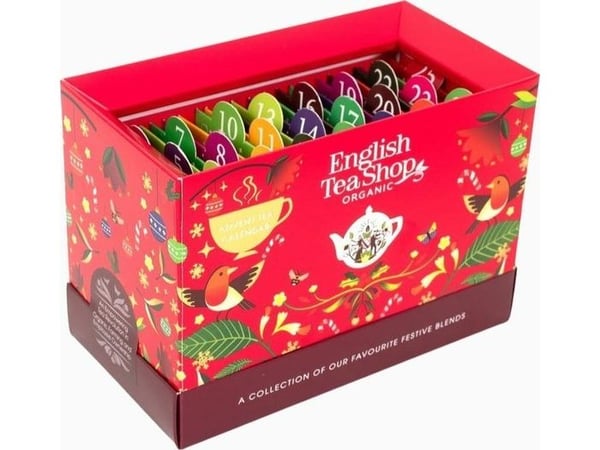 English Tea Shop adventskalender med te Bio 25 påsar röd