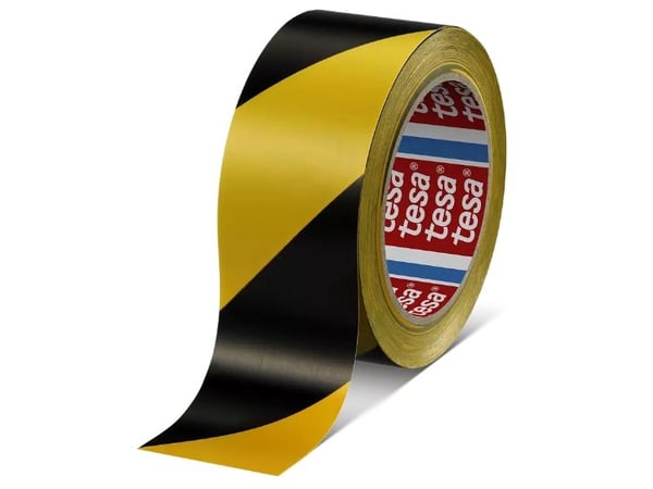 TESA 60760-00087, Kiinnitysteippi, Musta, Keltainen, 33 m, Sisätila, PVC-muovi, 50 mm