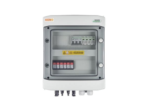 KENO DC+AC kytkentälaite 1000V ylijännitesuoja tyypin 2, 2x PV-ketju, 2x MPPT // AC tyypin 2 rajoitus, 25A 3-F
