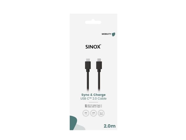 Sinox USB-C-kabel 2 m svart