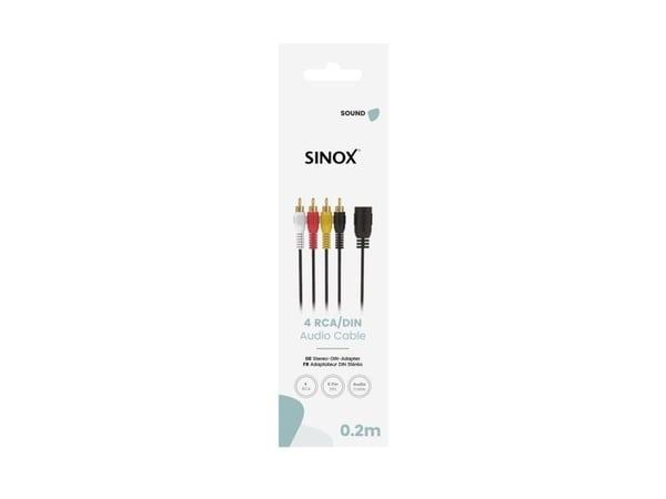 Sinox 5-pin DIN till 4 phono-kabel 0,2 m svart