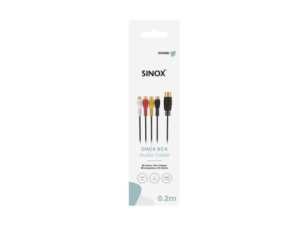 Sinox 5-pin DIN till 4 phono-kabel, 0,2 m, svart
