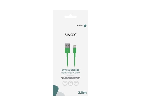 Sinox Lightning-kabel 2 m grön