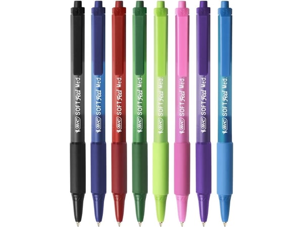 BIC Soft Feel clic - Kulspetspenna - röd - 1 mm - medel - indragbar (paket om 12)