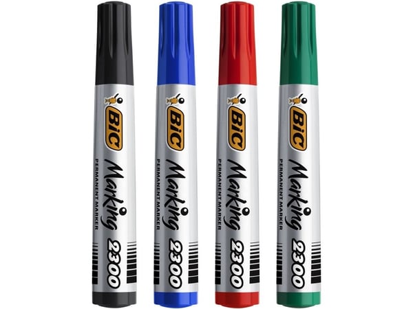 BIC 2300 - Markering - permanent - för glas, plast, kartong - svart - alkoholbaserat bläck - 3.7-5.5 mm