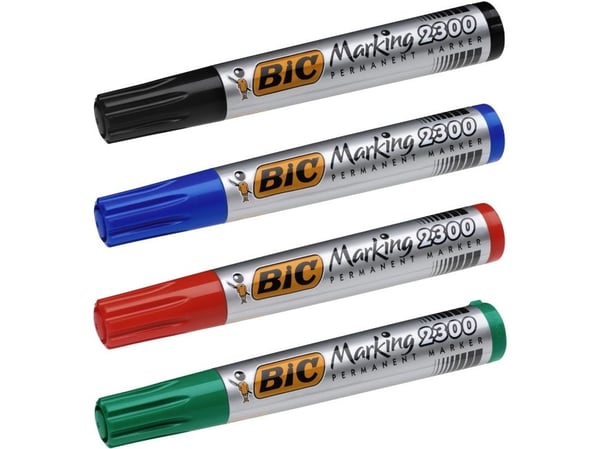 BIC Marking 2300, Musta, Taltan pää, Musta, Harmaa, 3,1 mm, 5,3 mm, Lastulevy, Lasi, Metalli, Paperi, Muovi