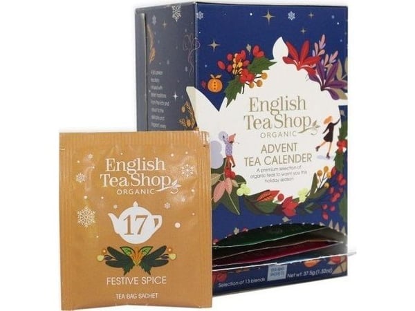 Adventskalender English Tea Shop Økologisk te 13 smaker 25 x 1,5 g blå