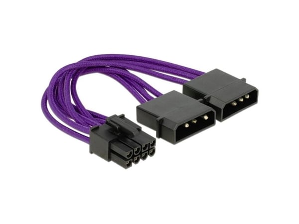 Delock - Strømadapter - 4-pin intern strøm (hann) til 8-pins PCIe-strøm (hann) - 15 cm - purpur