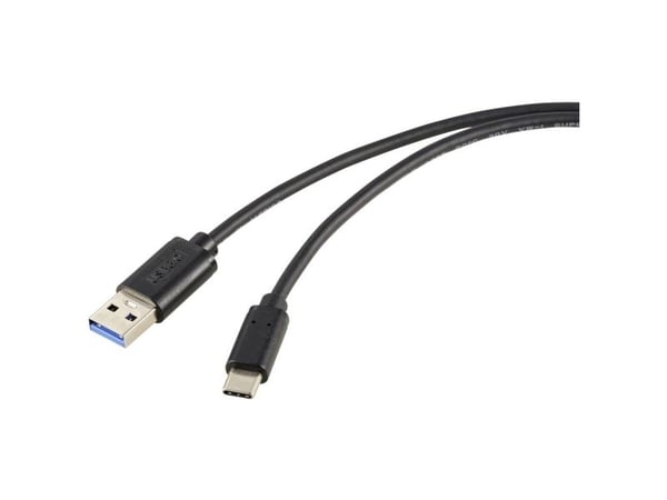 Renkforce RF-5720404, 1 m, USB A, USB C, USB 3.2 Gen 2 (3.1 Gen 2), 10000 Mbit/s, Sort