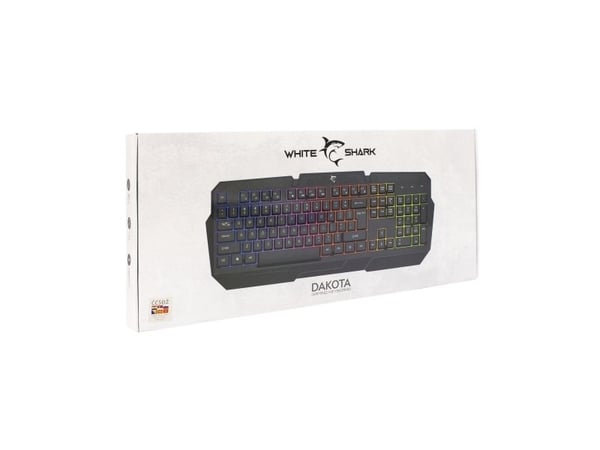 White Shark GK-2105 DAKOTA, Täysikokoinen (100 %), Langallinen, USB, Kalvokytkin, LED, Musta