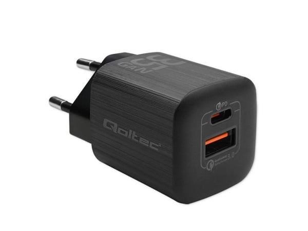 Qoltec GaN ULTRA - Strømadapter - 5-20V, 2.25-3A - AC 220-240 V - 35 watt - svart