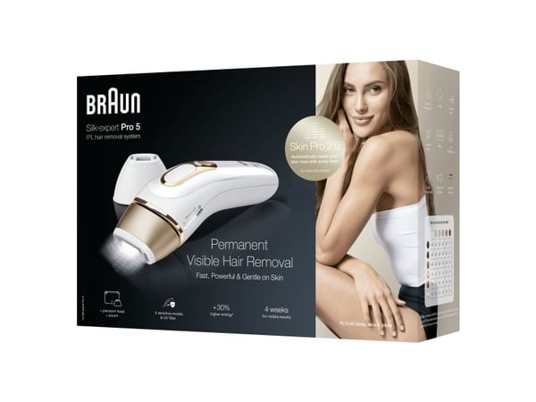 Braun Silk-expert Pro Silk·expert Pro 5 PL5140, kulta, valkoinen, voimakas pulssivalo (IPL), Iso-Britannia, NE PAS UTILISER sur :• le cuir chevelu,...