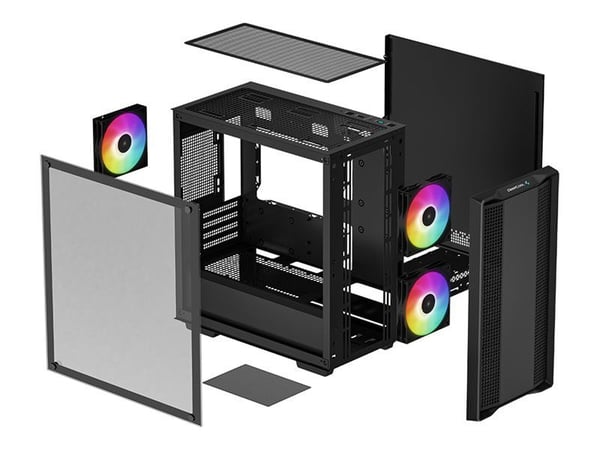 DeepCool CC360 ARGB, Mini Tower, PC, Musta, mikro ATX, Mini-ITX, ABS, Terästä, Karkaistu lasi, Multi