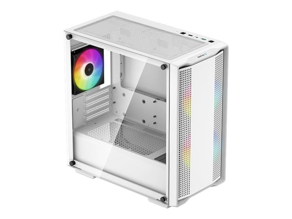 DeepCool CC360 WH ARGB - FT - mini-ITX - sidepanel med vindu (herdet glass) - ingen strømforsyning (ATX / PS/2) - hvit - USB/lyd
