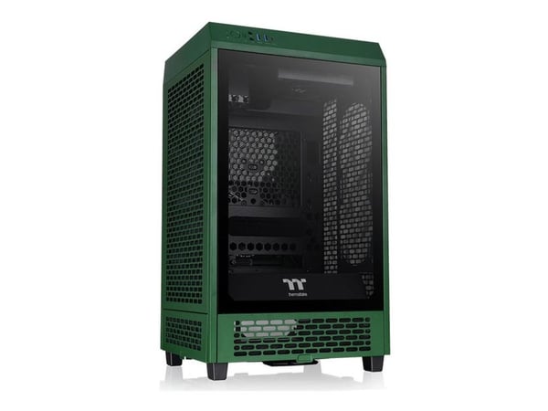 Thermaltake The Tower 200 - Mini-ITX - genomskinlig sidopanel (härdat glas) - ingen strömförsörjning (PS/2) - skogsgrönt - USB/ljud