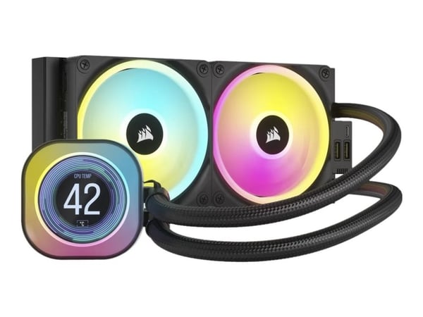 CORSAIR iCUE Link LCD H100i RGB - Væskekjølesystem for prosessor - Radiatorstørrelse: 240 mm - (for: LGA1156, LGA1155, LGA1150, LGA1151, AM4, LGA12...