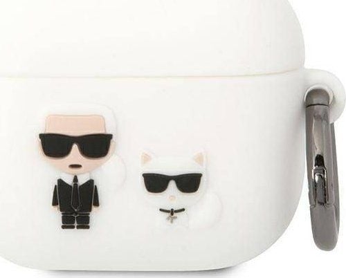 Karl Lagerfeld KLACA3SILKCW AirPods 3:n suojus valkoinen/valkoinen Silikoni Karl &amp; Choupette