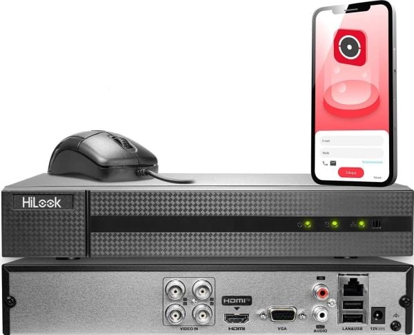 HiLook DVR-4CH-5MP, Musta, 1920 x 1080 pikseliä, H.264, H.264+, H.265, H.265+, G.711u, 30 fps, 4 kanavaa