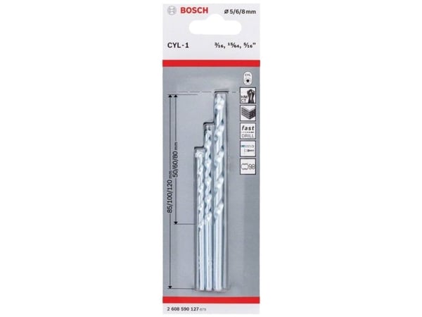 Bosch-tarvikkeet CYL-1 2608590127 Kivi kierreporanteräsarja 3-osainen 5 mm, 6 mm, 8 mm lieriömäinen varsi 1 sarja 1 setti