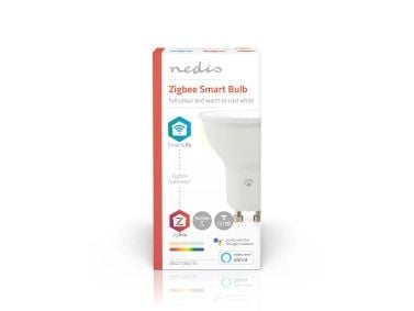 Nedis SmartLife - LED-pære for søkelys - GU10 - 4.7 W (ekvivalent 45 W) - klasse F - RGB/varmt til kjølig hvitt lys - 2200-6500 K - hvit