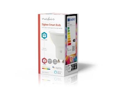 Nedis SmartLife - LED-pære for søkelys - GU10 - 4.7 W (ekvivalent 45 W) - klasse F - RGB/varmt til kjølig hvitt lys - 2200-6500 K - hvit