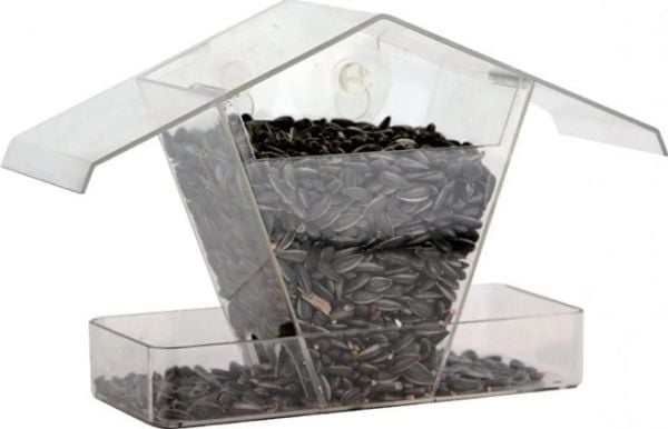 Garden&Fun fågelmatare till fönster/ruta, transparent akryl, 24x9x15 cm med sugkoppar