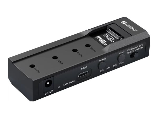 Sandberg - HDD / SSD-dokkestasjon - klonefunksjon - brønner: 2 - 2,5" / 3,5" delt - M.2 NVMe Card / SATA 6Gb/s - USB-C 3.2 (Gen 2)