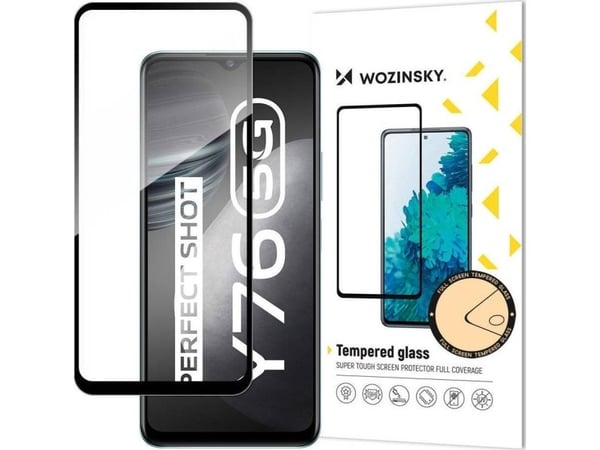 Wozinsky Wozinsky Super Slitesterk Herdet Glass Full Lim Full Skjermbeskytter med rammeveske Vennlig Vivo Y76 5G / Y76s / Y74s svart