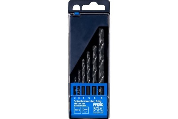 PFERD 25298003, Drill, Drill bit set, Aluminium, Messing, Bronse, Strykejern, Stål, 118°, Ground High-Speed Steel (HSS-G), Sylindrisk Skaft