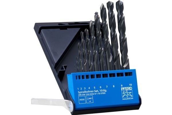 PFERD 25298001, Drill, Drill bit set, Aluminium, Messing, Bronse, Støpejern, Stål, 118°, Ground High-Speed Steel (HSS-G), Sylindrisk Skaft