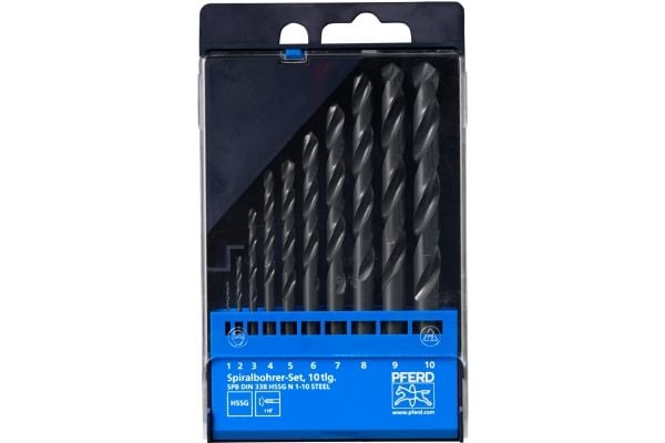 PFERD 25298001, Drill, Drill bit set, Aluminium, Messing, Bronse, Støpejern, Stål, 118°, Ground High-Speed Steel (HSS-G), Sylindrisk Skaft