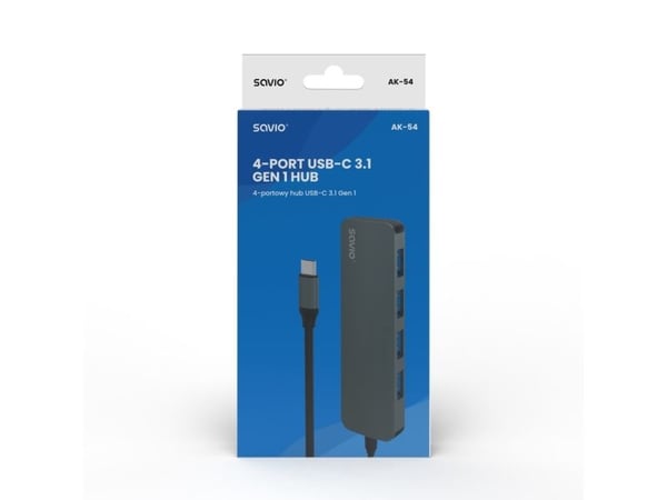 SAVIO Hub USB-C - 4 x USB-A, AK-54