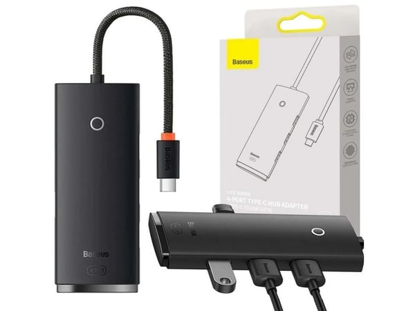 Baseus USB-C-jakaja 4 portilla (USB3.0) 25 cm, musta (6932172606244)