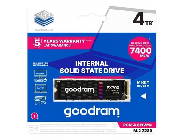 GOODRAM PX700 - SSD - 4 TB - intern - M.2 2280 - PCIe 4.0 x4 (NVMe)