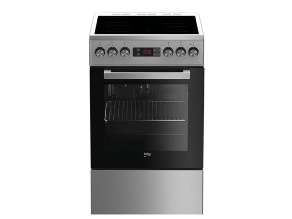 Beko FSM57300GX, Frittstående komfyr, Rustfritt stål, Rotasjon, Berøringskontroll, Front, Emalje, Keramisk